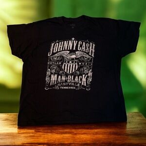 Johnny Cash Man In Black Graphic T‎ Shirt Mens 2XL Band Tee Black